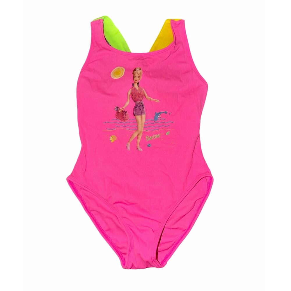 Vintage Barbie Pink One-Piece Swimsuit Girls Size 5/6